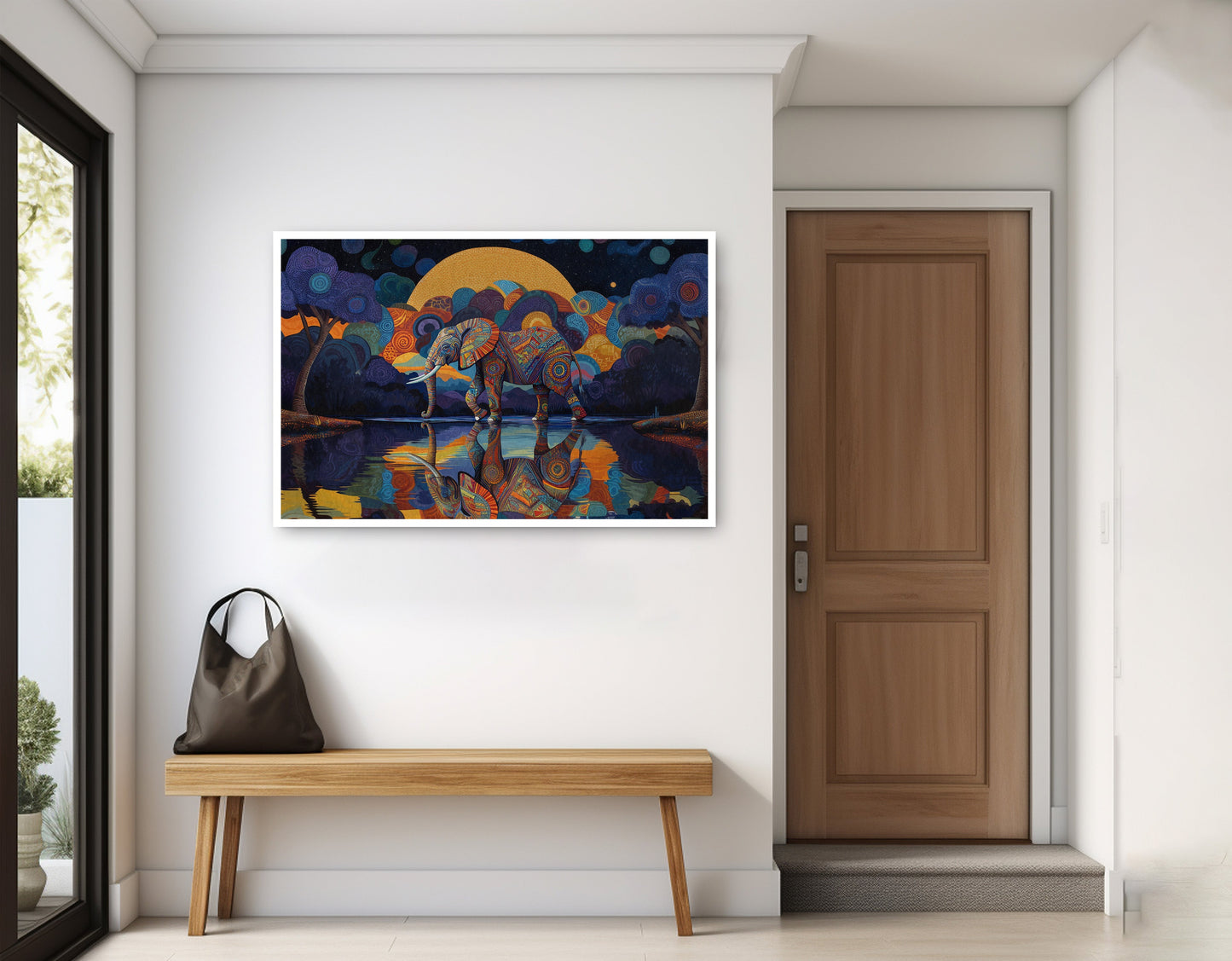 Elephant Moon Reflection Black African American canvas print home decor view
