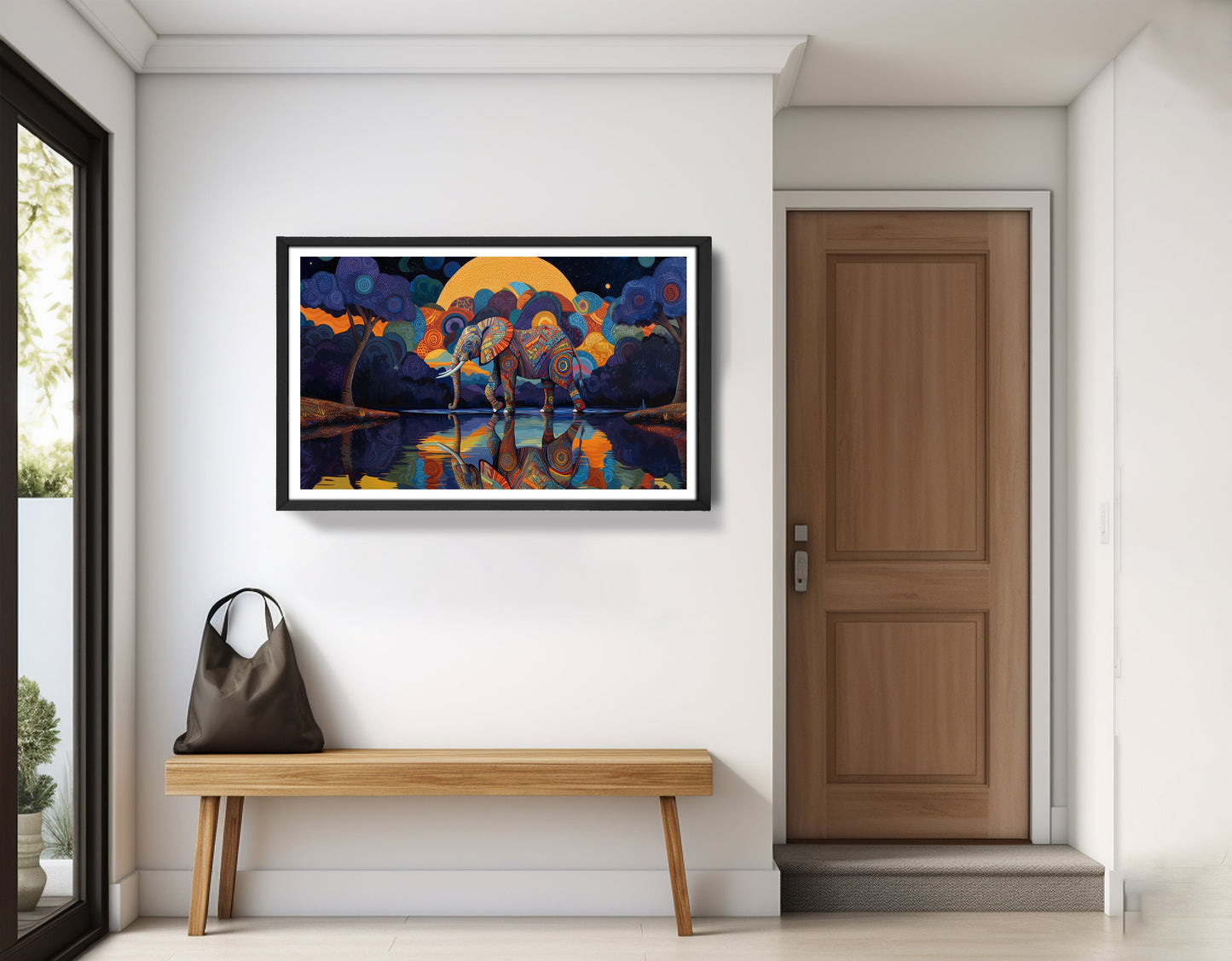 Elephant Moon Reflection Black African American canvas print view 71