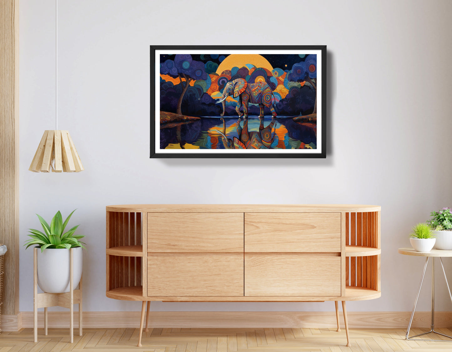 Elephant Moon Reflection Black African American canvas print view 68