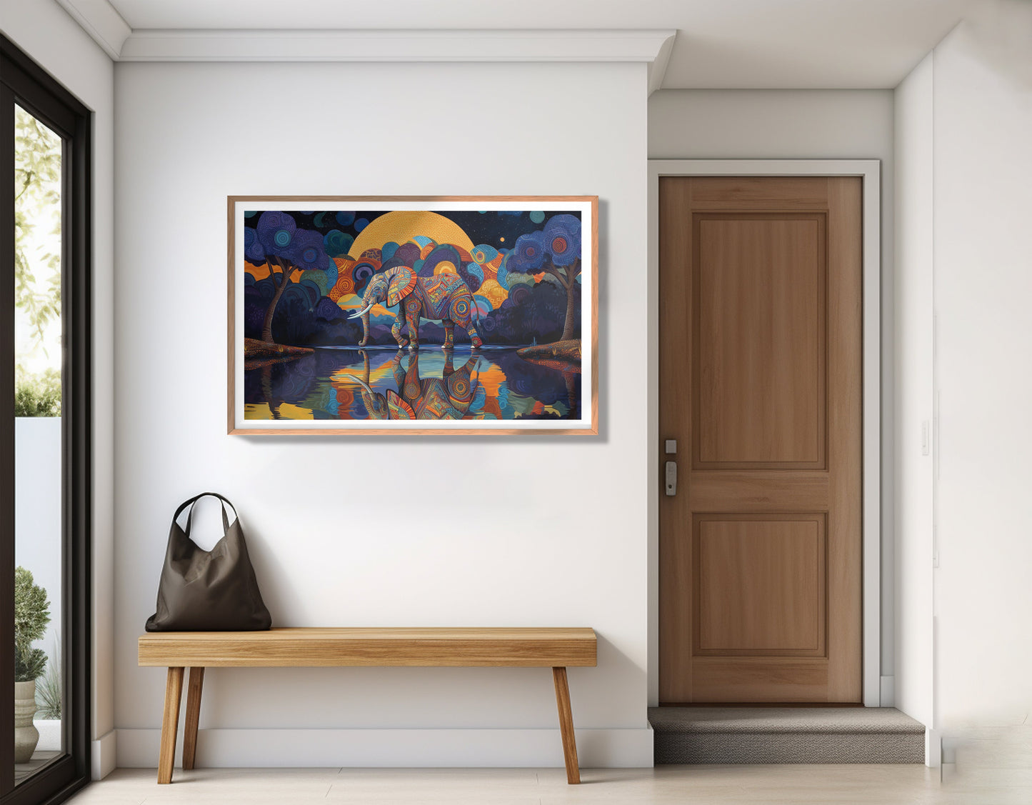 Elephant Moon Reflection Black African American canvas print view 83