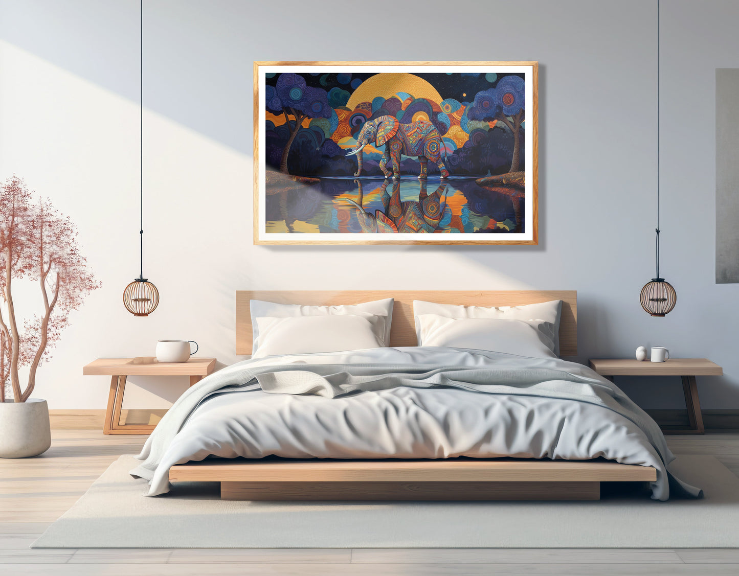 Elephant Moon Reflection Black African American canvas print view 75
