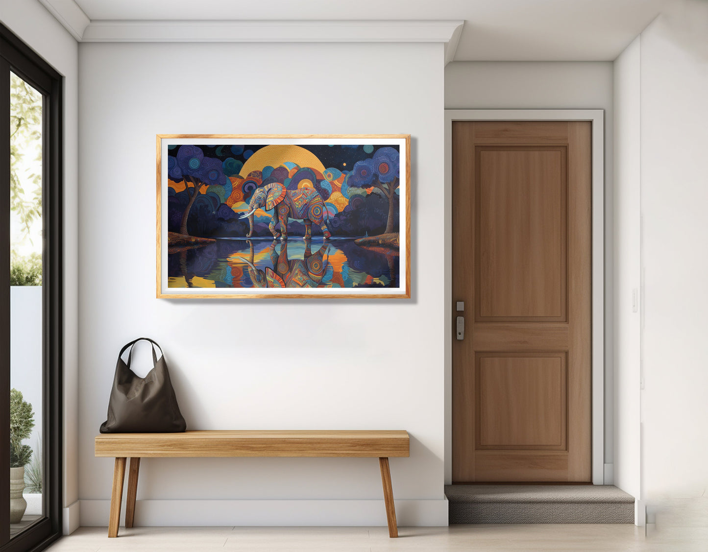 Elephant Moon Reflection Black African American canvas print view 77