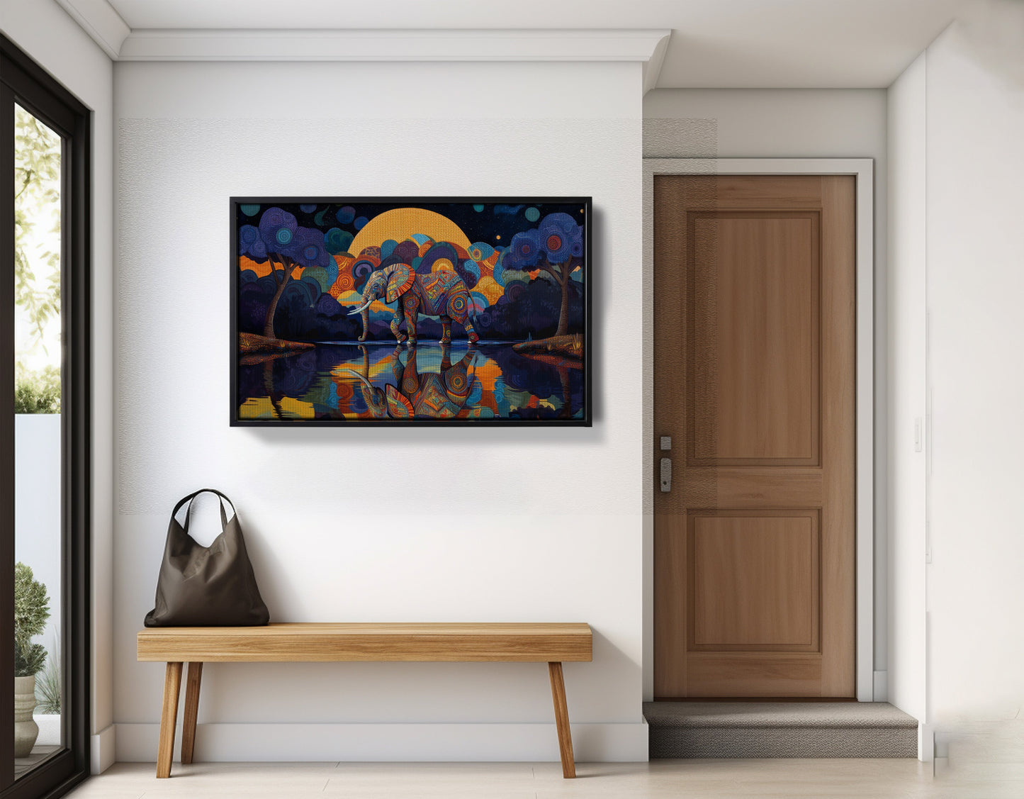 Elephant Moon Reflection Black African American canvas print view 29