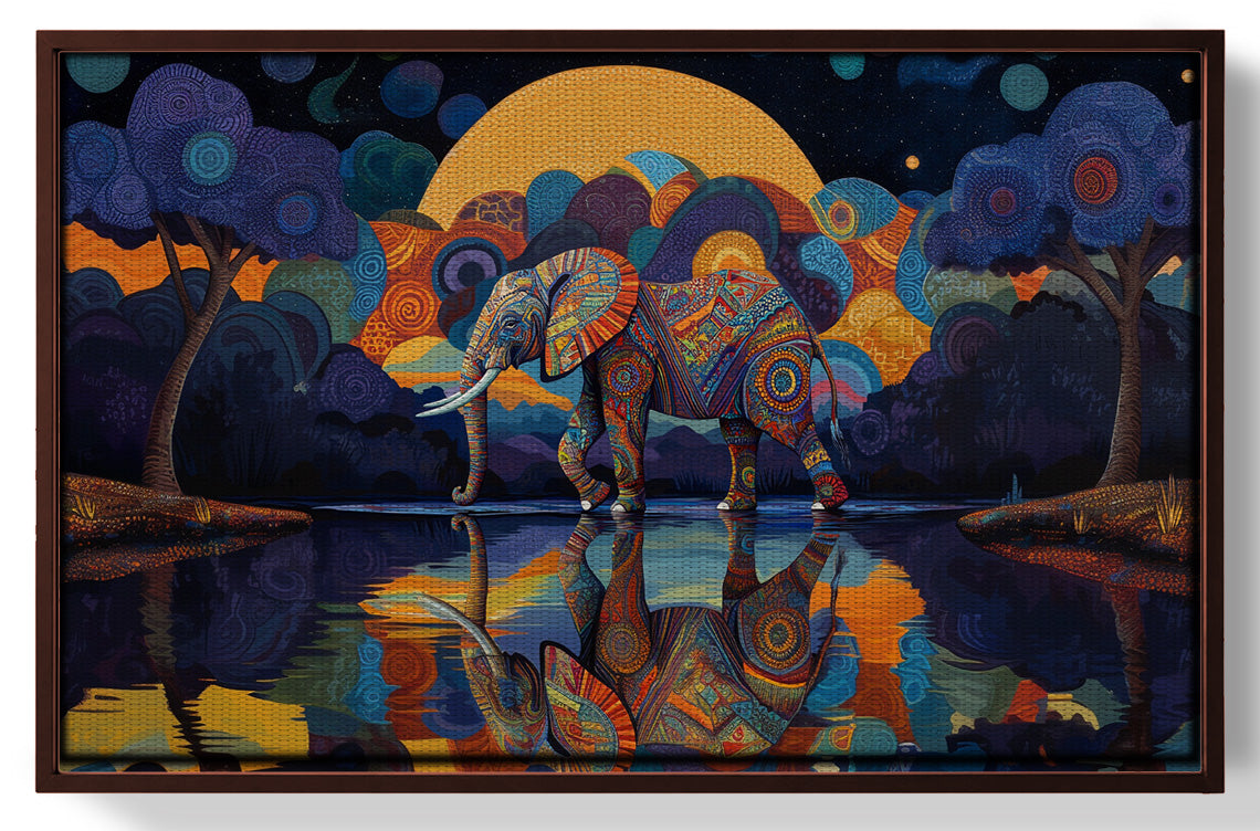 Elephant Moon Reflection Black African American canvas print view 31