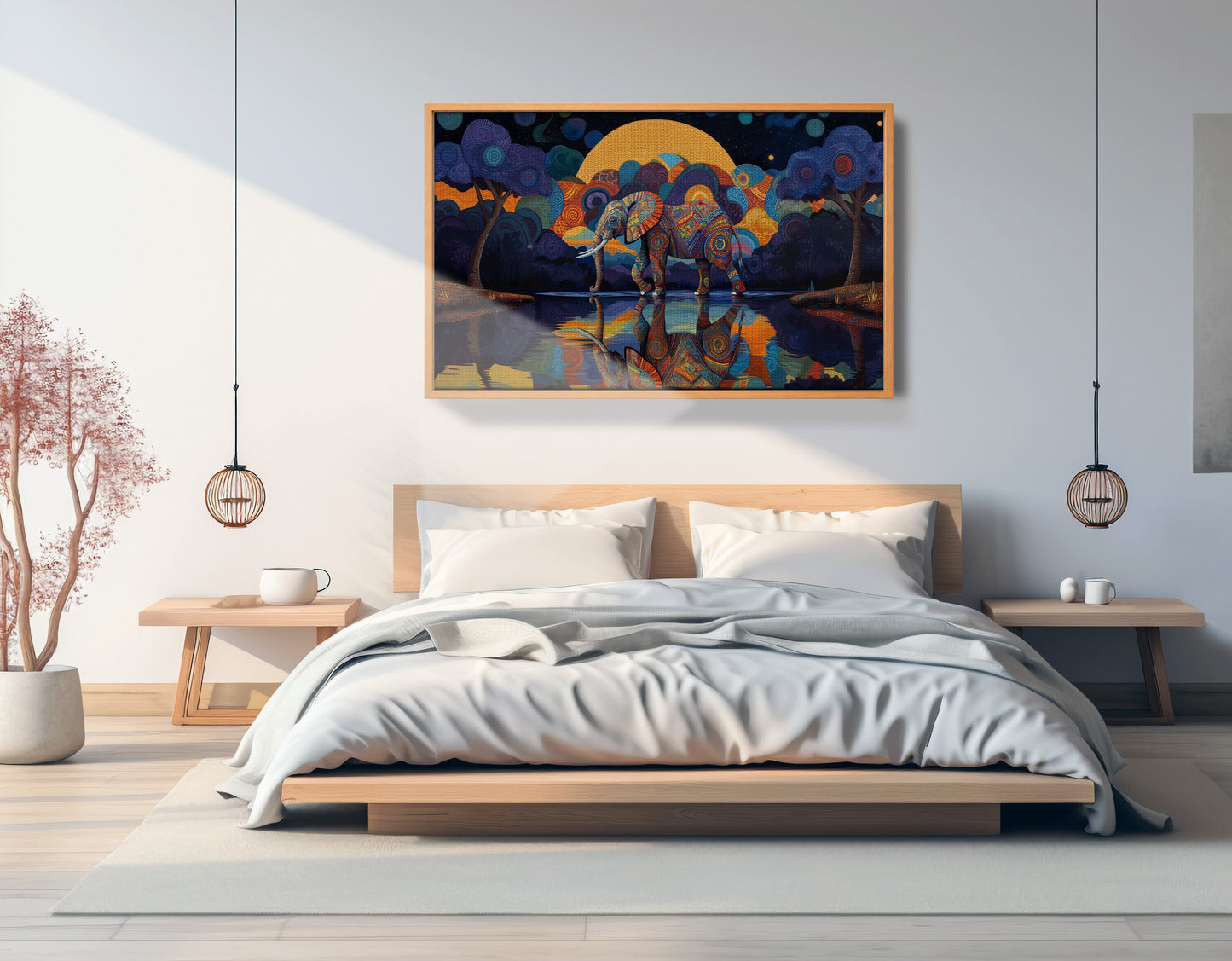 Elephant Moon Reflection Black African American canvas print view 45
