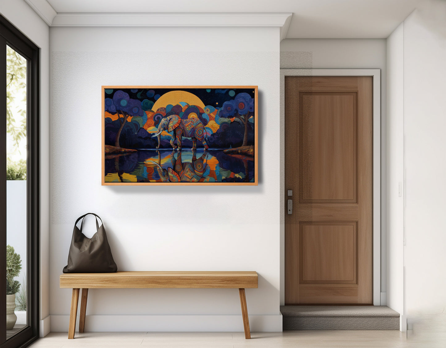 Elephant Moon Reflection Black African American canvas print view 47