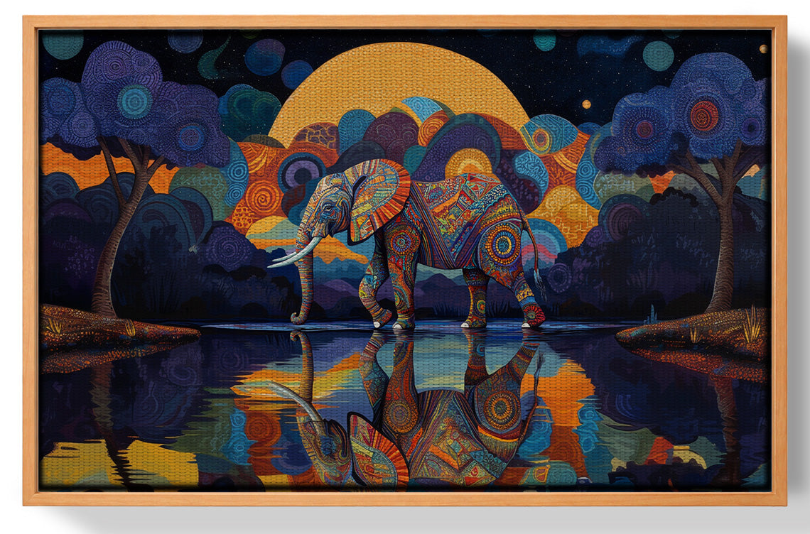 Elephant Moon Reflection Black African American canvas print view 43