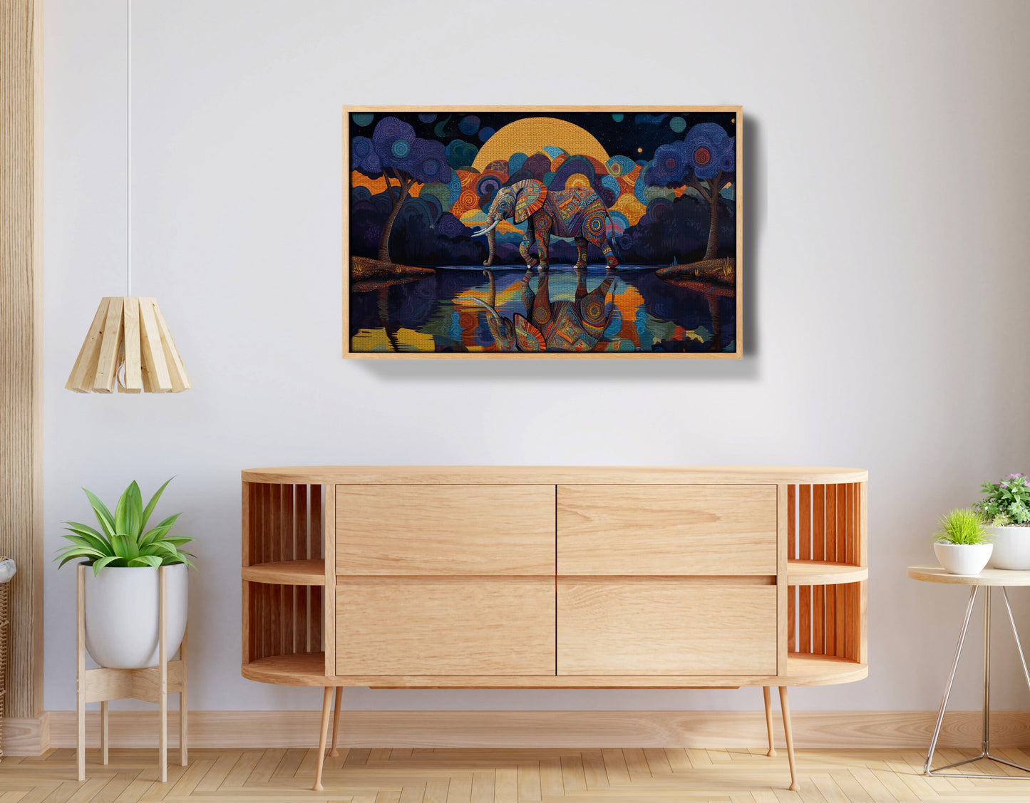 Elephant Moon Reflection Black African American canvas print view 50