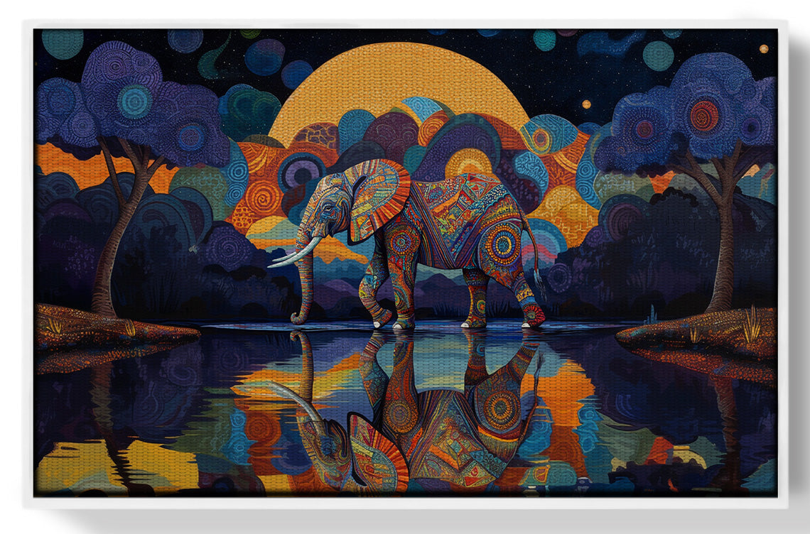 Elephant Moon Reflection Black African American canvas print view 61