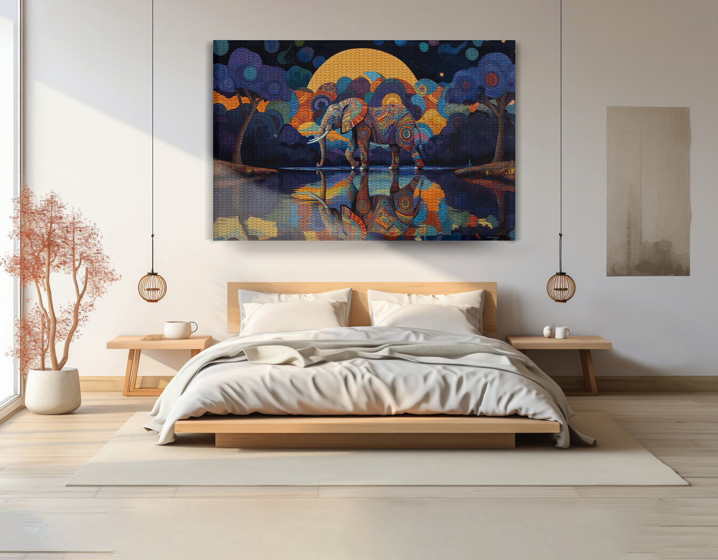 Elephant Moon Reflection Black African American canvas print view 15