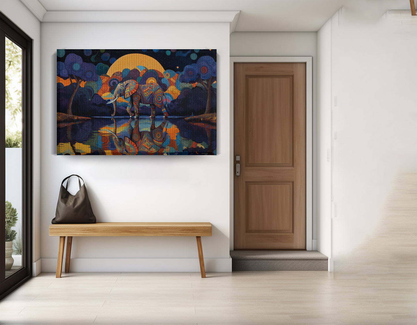 Elephant Moon Reflection Black African American canvas print view 17
