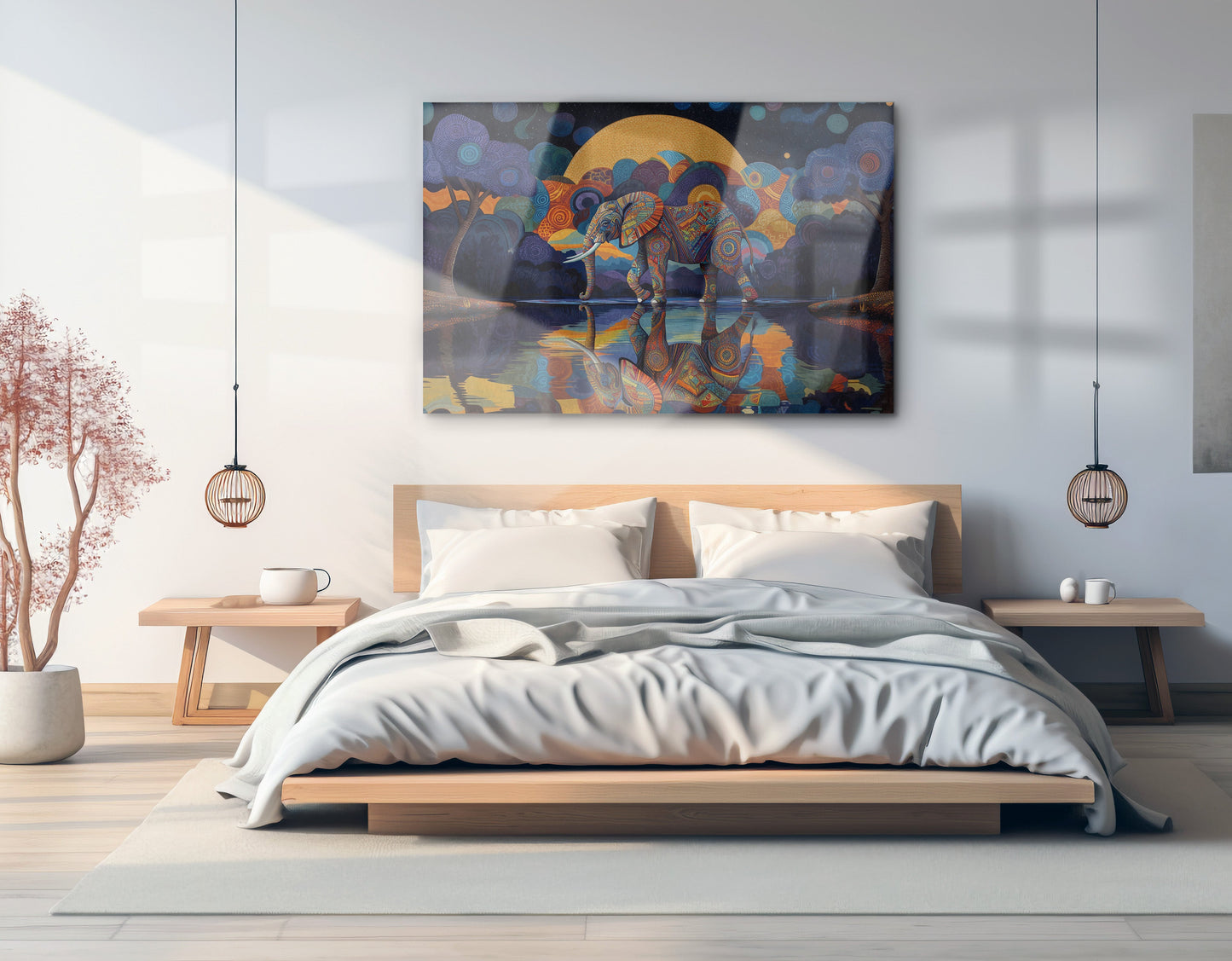 Elephant Moon Reflection Black African American canvas print view 21
