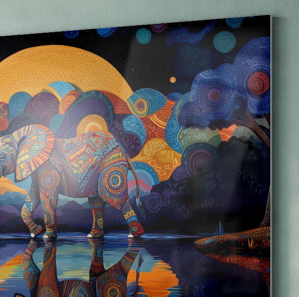 Elephant Moon Reflection Black African American canvas print view 22