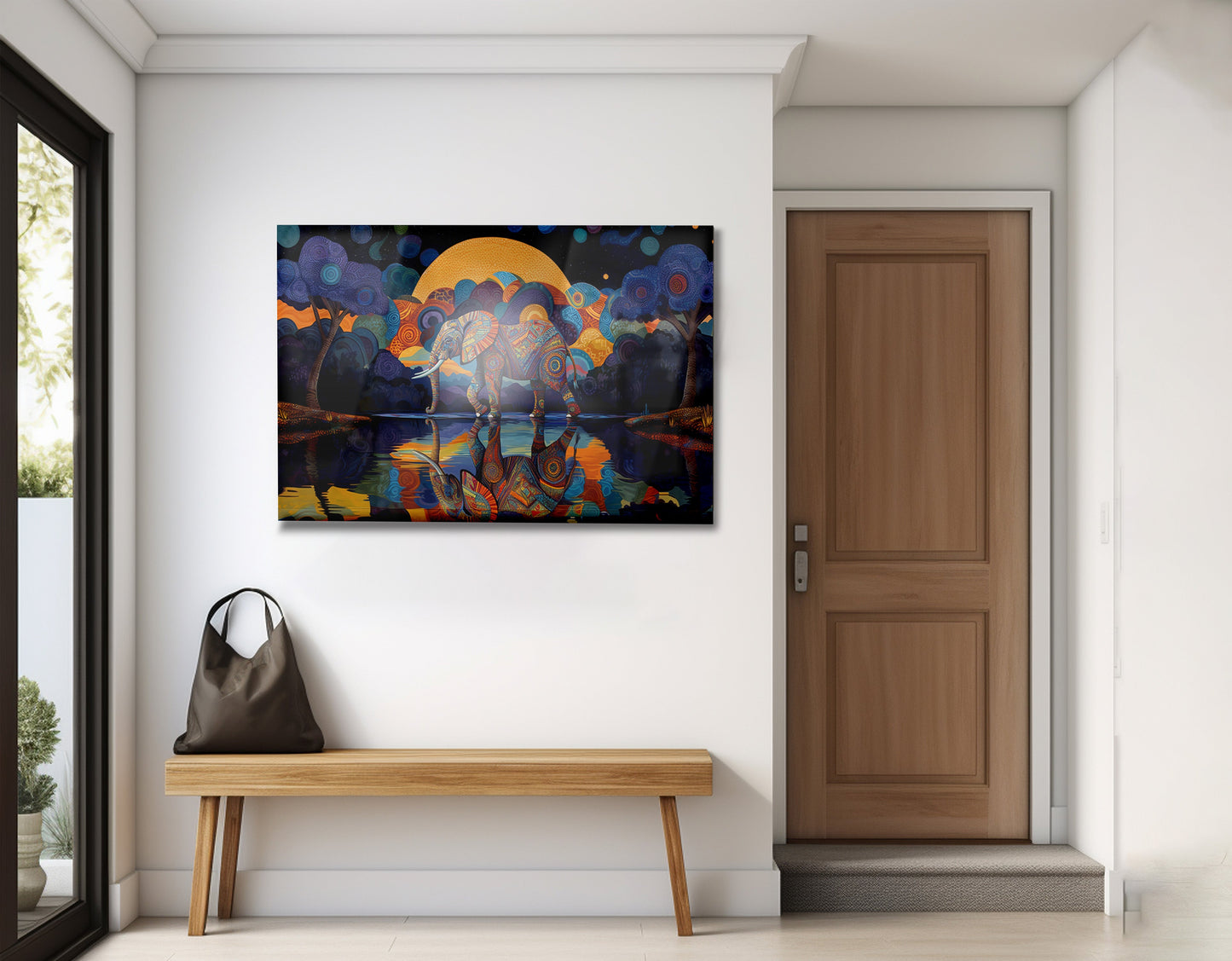 Elephant Moon Reflection Black African American canvas print view 23