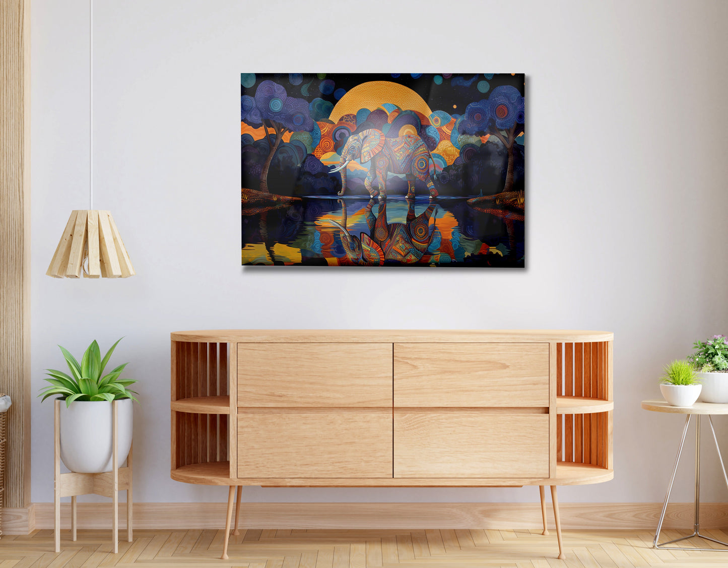 Elephant Moon Reflection Black African American canvas print view 20