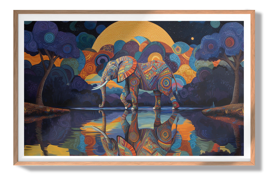 Elephant Moon Reflection Black African American canvas print view 79