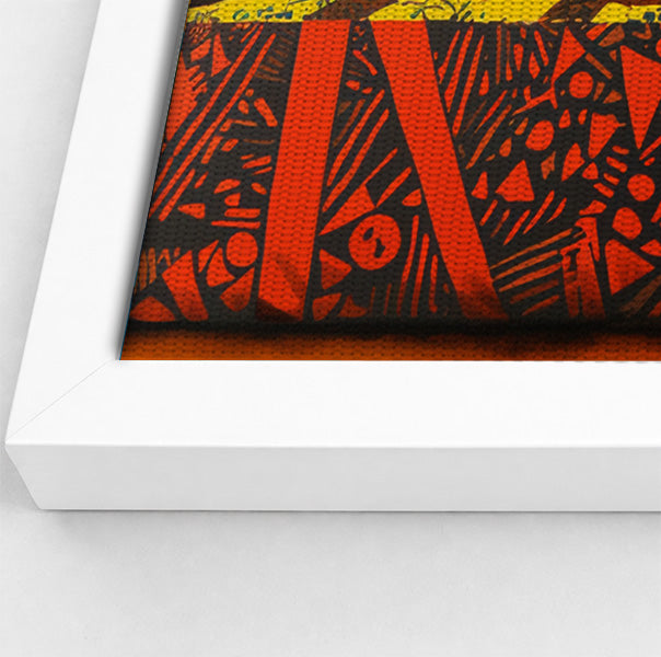 Sleeping White Cat Red Pattern African American canvas print view 64