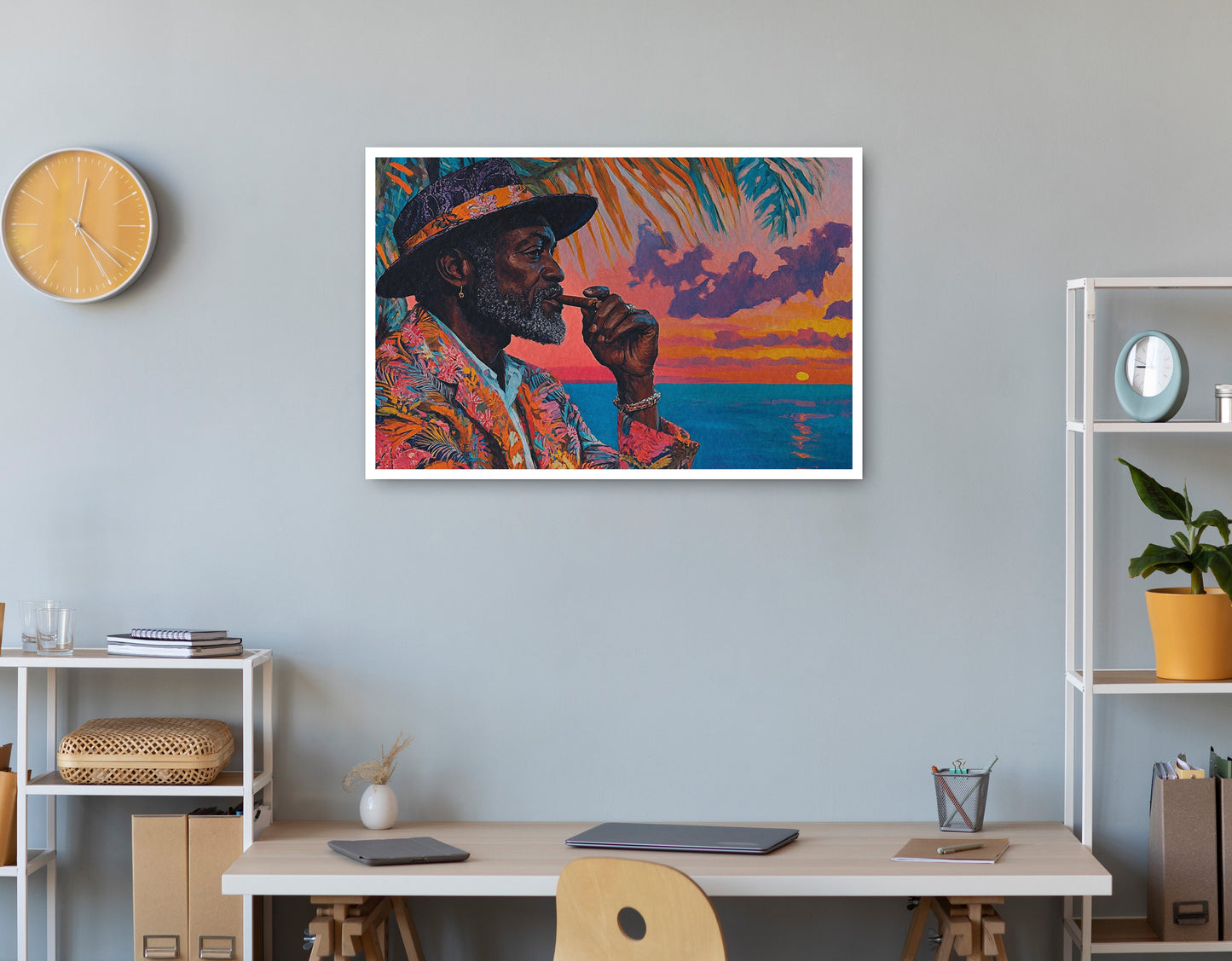 Black Man Sunset Portrait African American wall art print view