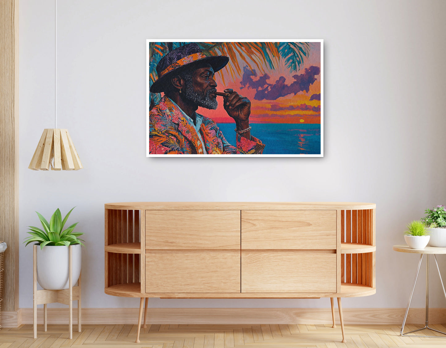 Alternate view of Black Man Sunset Portrait African American wall art canvas print