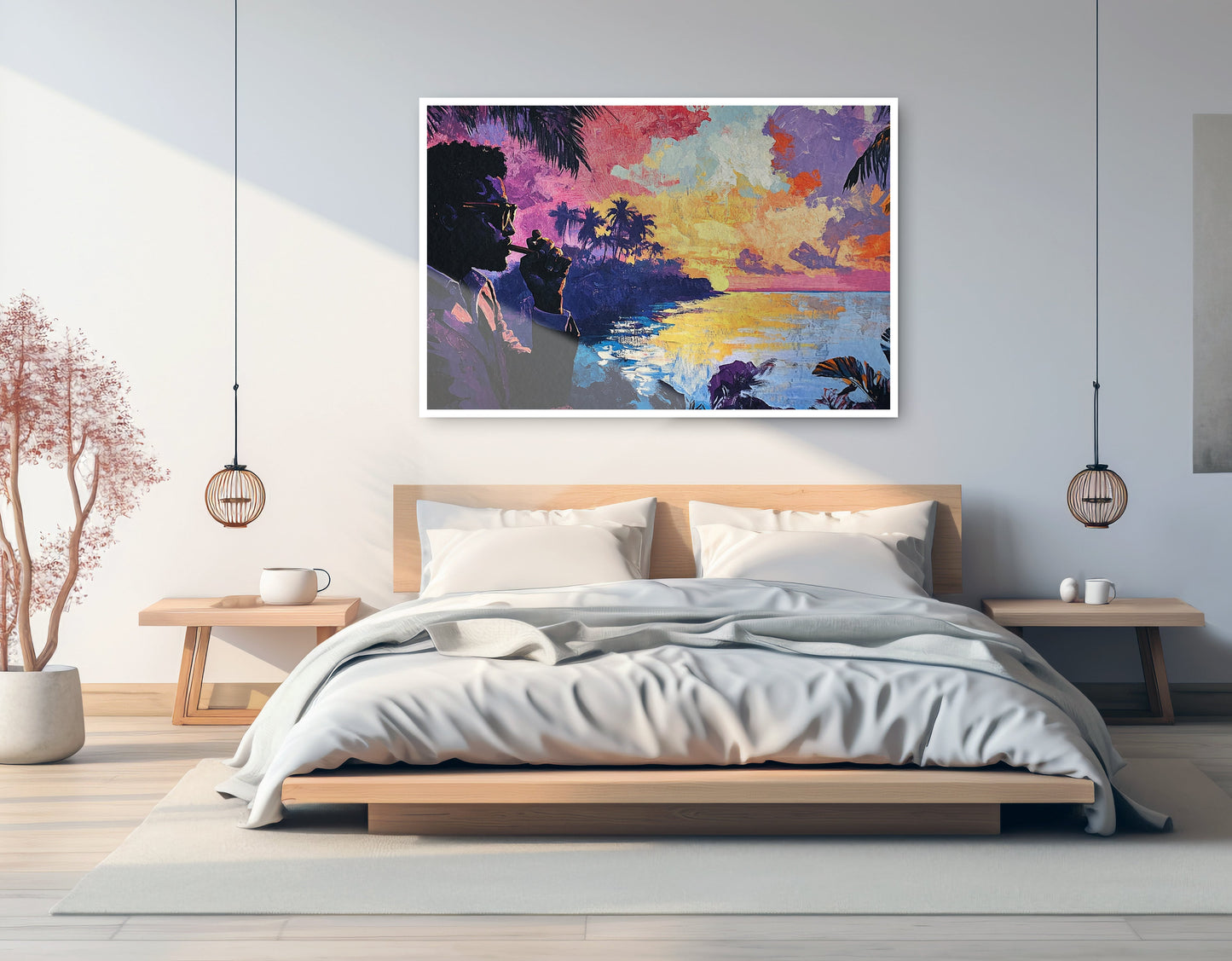 Black Man Tropical Sunset African American wall art artwork view