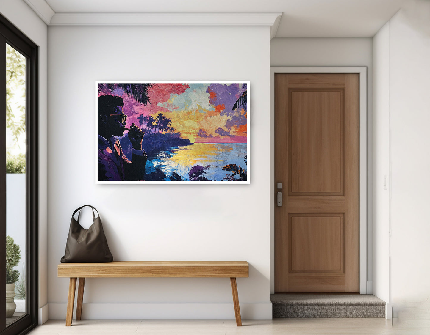 Black Man Tropical Sunset African American wall art home decor view