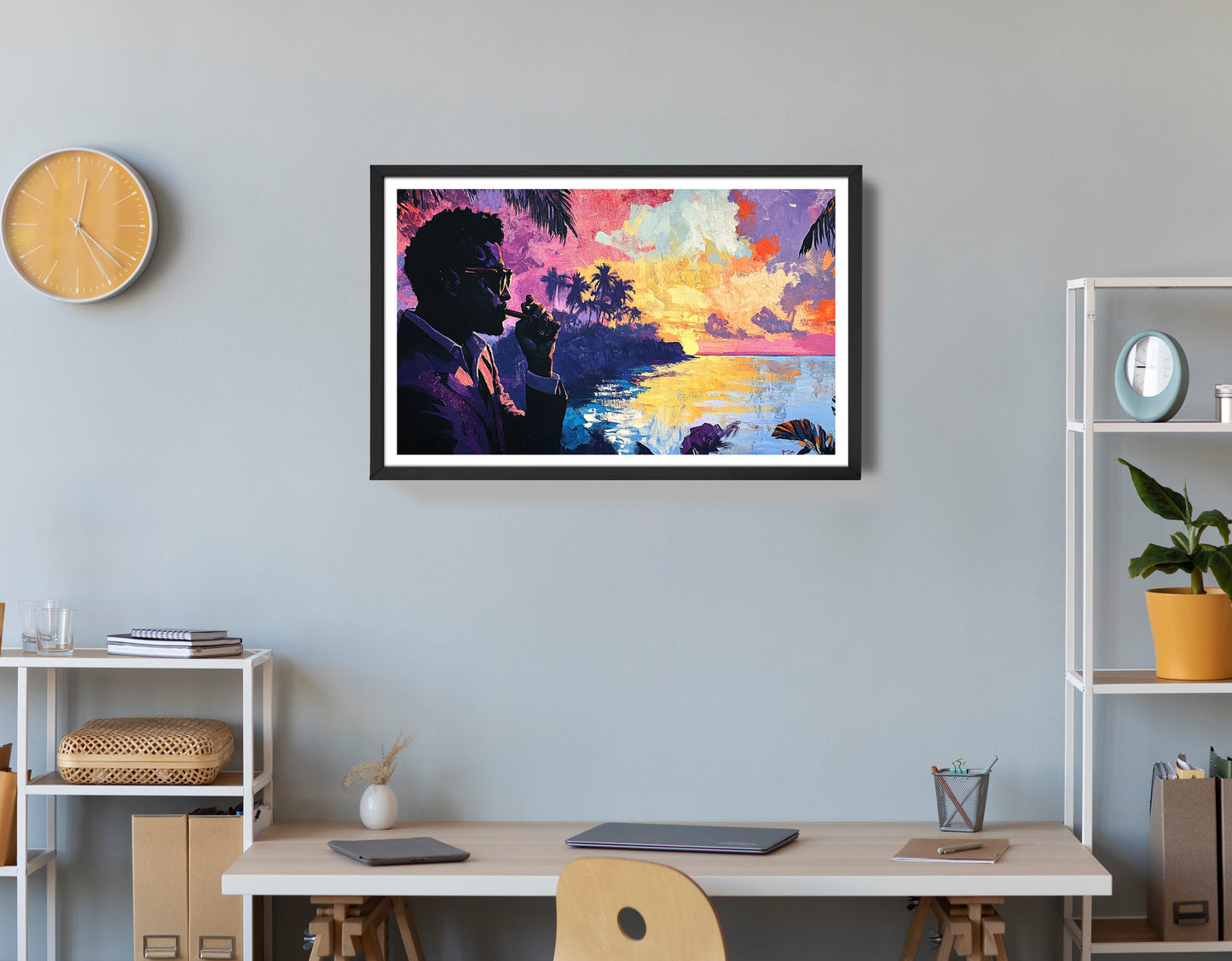 Black Man Tropical Sunset African American wall art view 72