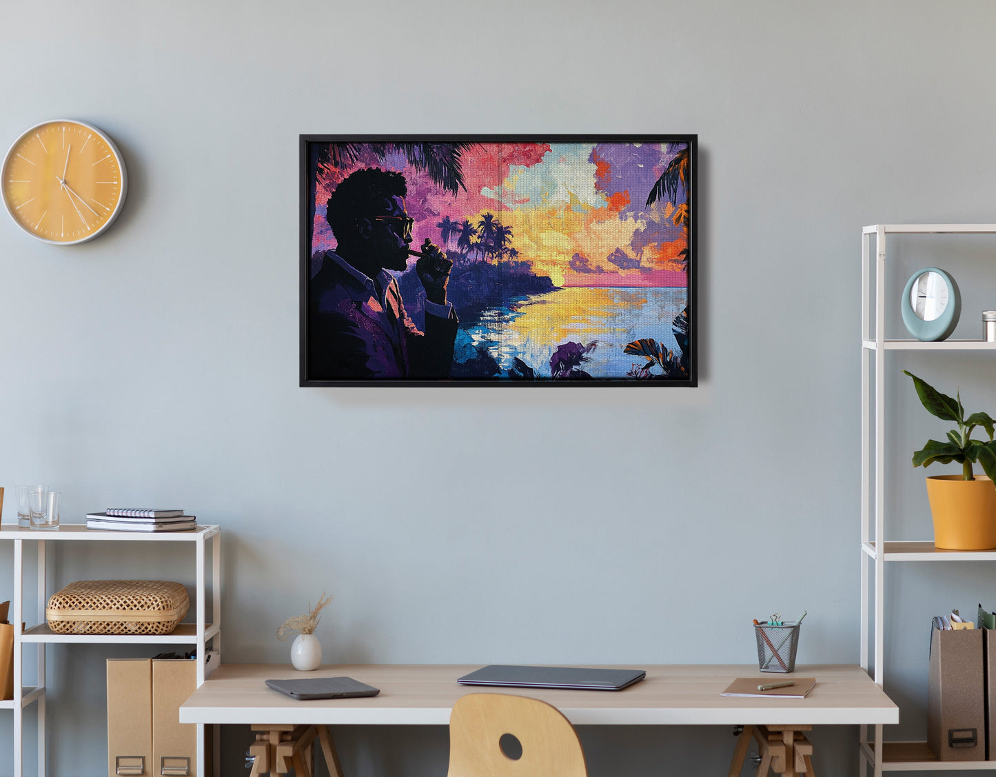 Black Man Tropical Sunset African American wall art view 30
