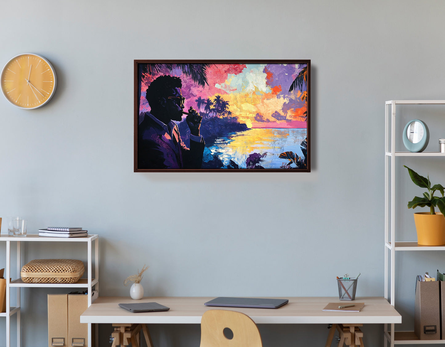 Black Man Tropical Sunset African American wall art view 36