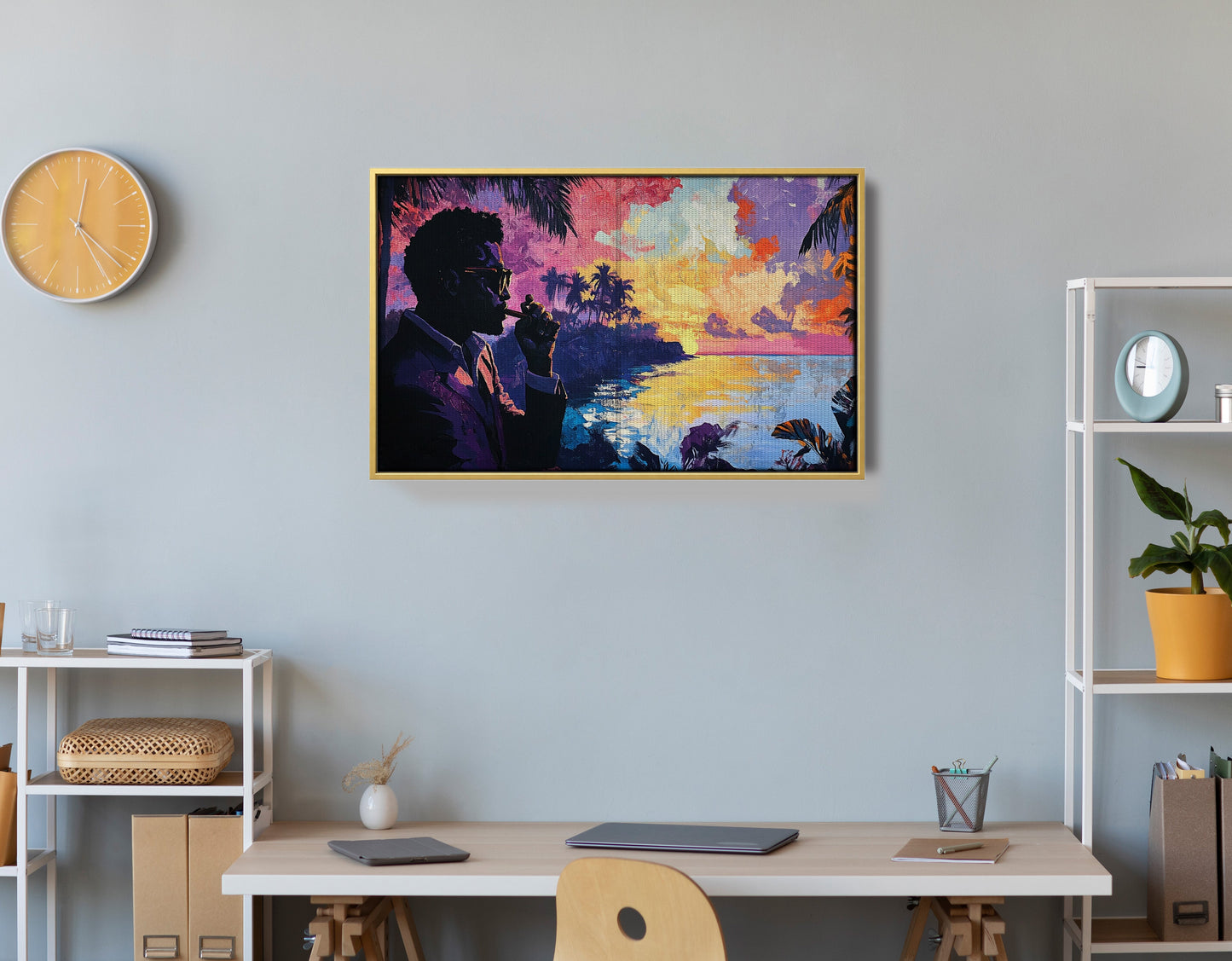 Black Man Tropical Sunset African American wall art view 42