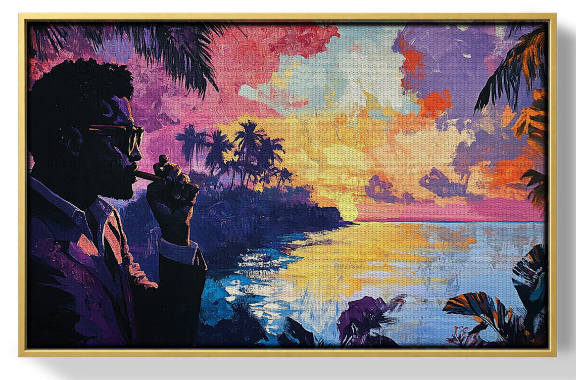Black Man Tropical Sunset African American wall art view 37