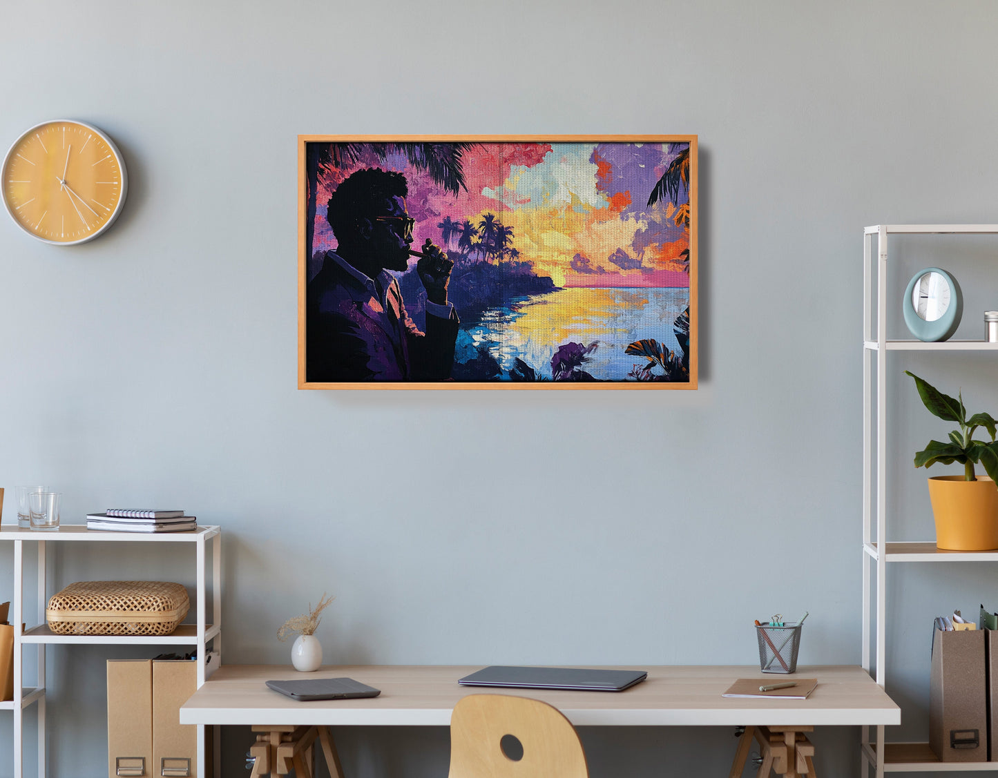 Black Man Tropical Sunset African American wall art view 48