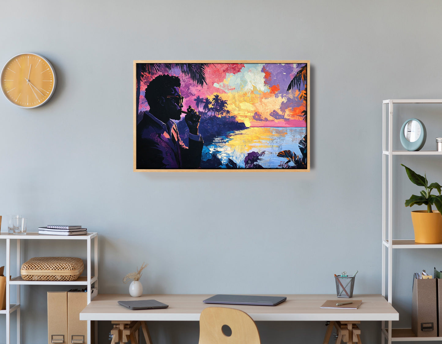Black Man Tropical Sunset African American wall art view 54
