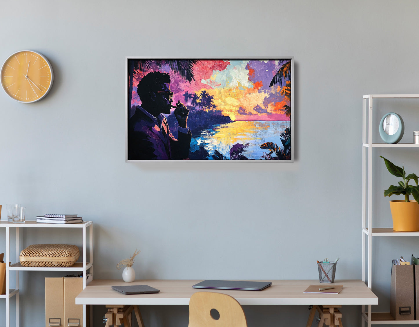 Black Man Tropical Sunset African American wall art view 60