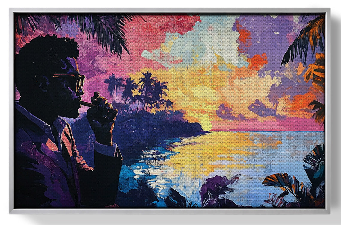 Black Man Tropical Sunset African American wall art view 55