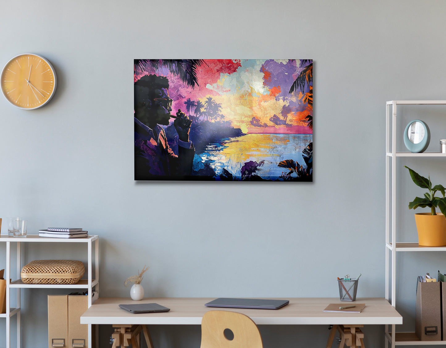 Black Man Tropical Sunset African American wall art view 24