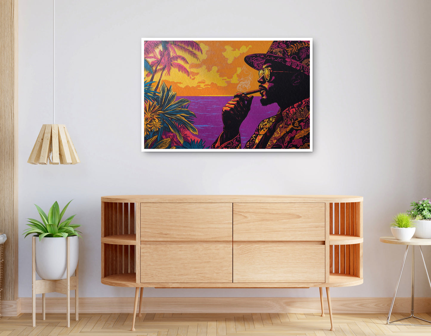 Alternate view of Black Man Tropical Portrait African American wall art canvas print