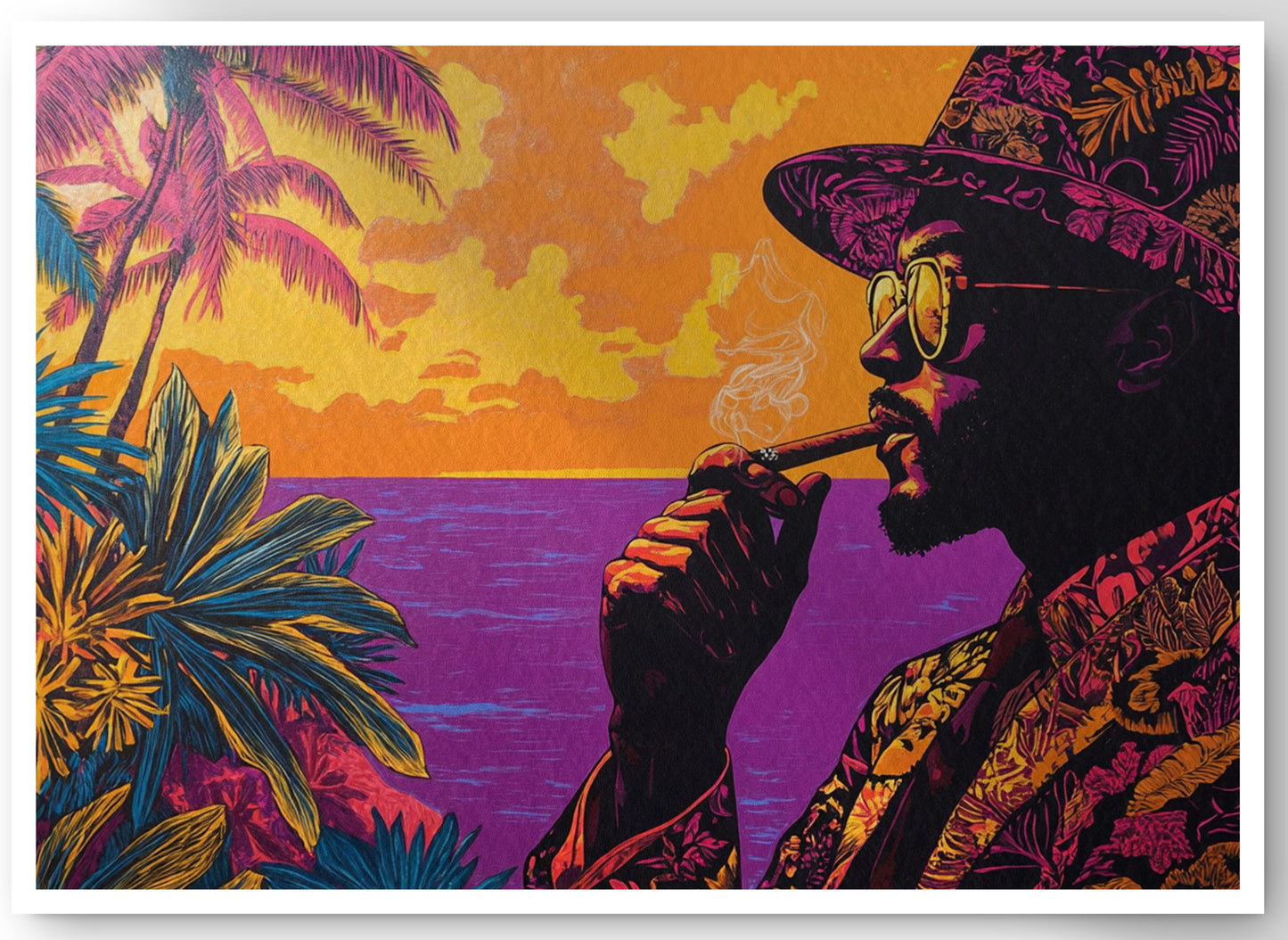 Black Man Tropical Portrait African American wall art canvas print by MoomZee Artwork