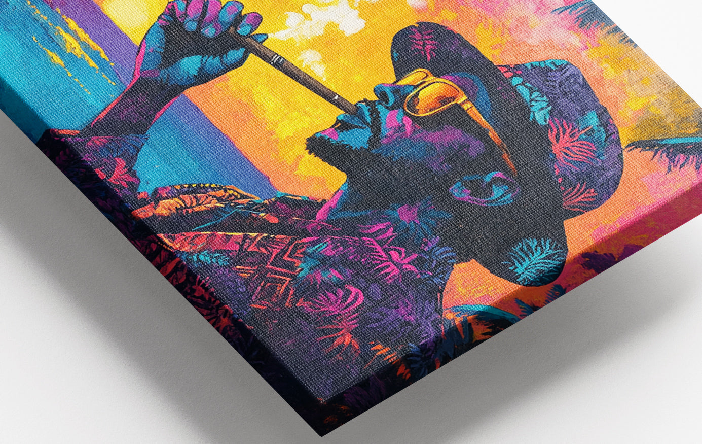 Close-up of Black Man Ocean Sunset African American wall art detail