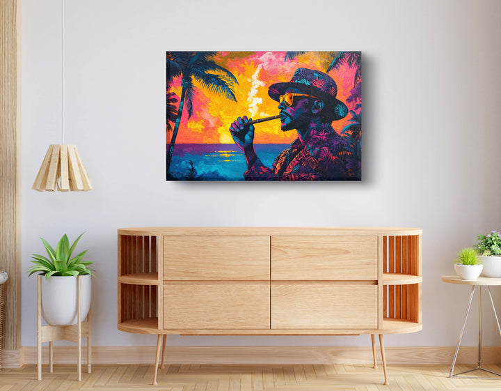 Black Man Ocean Sunset Wall Art