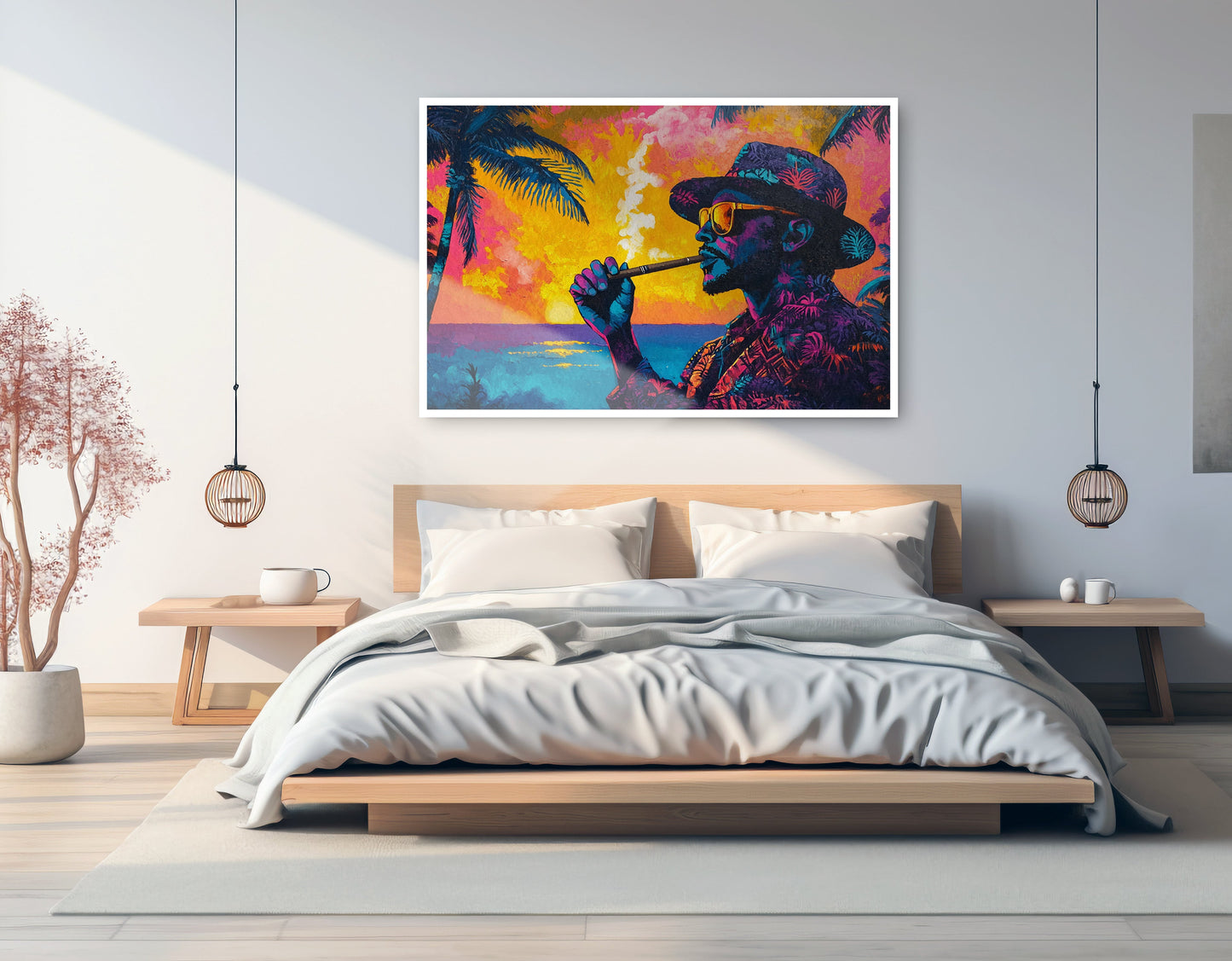 Black Man Ocean Sunset African American wall art artwork view