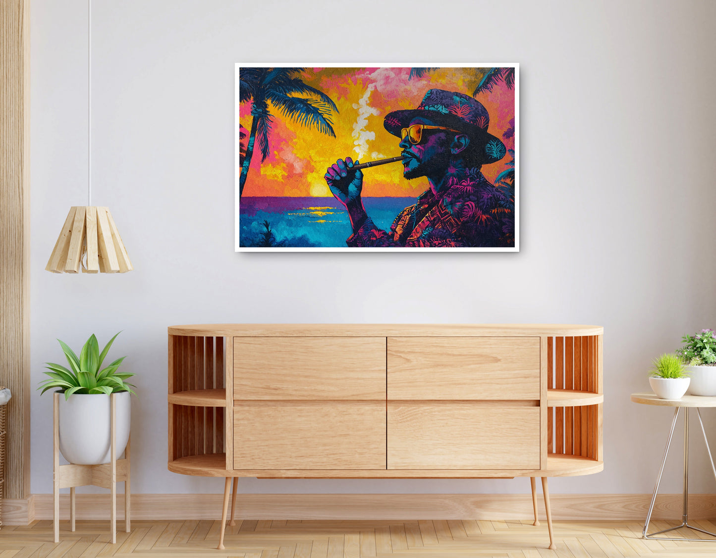 Alternate view of Black Man Ocean Sunset African American wall art canvas print