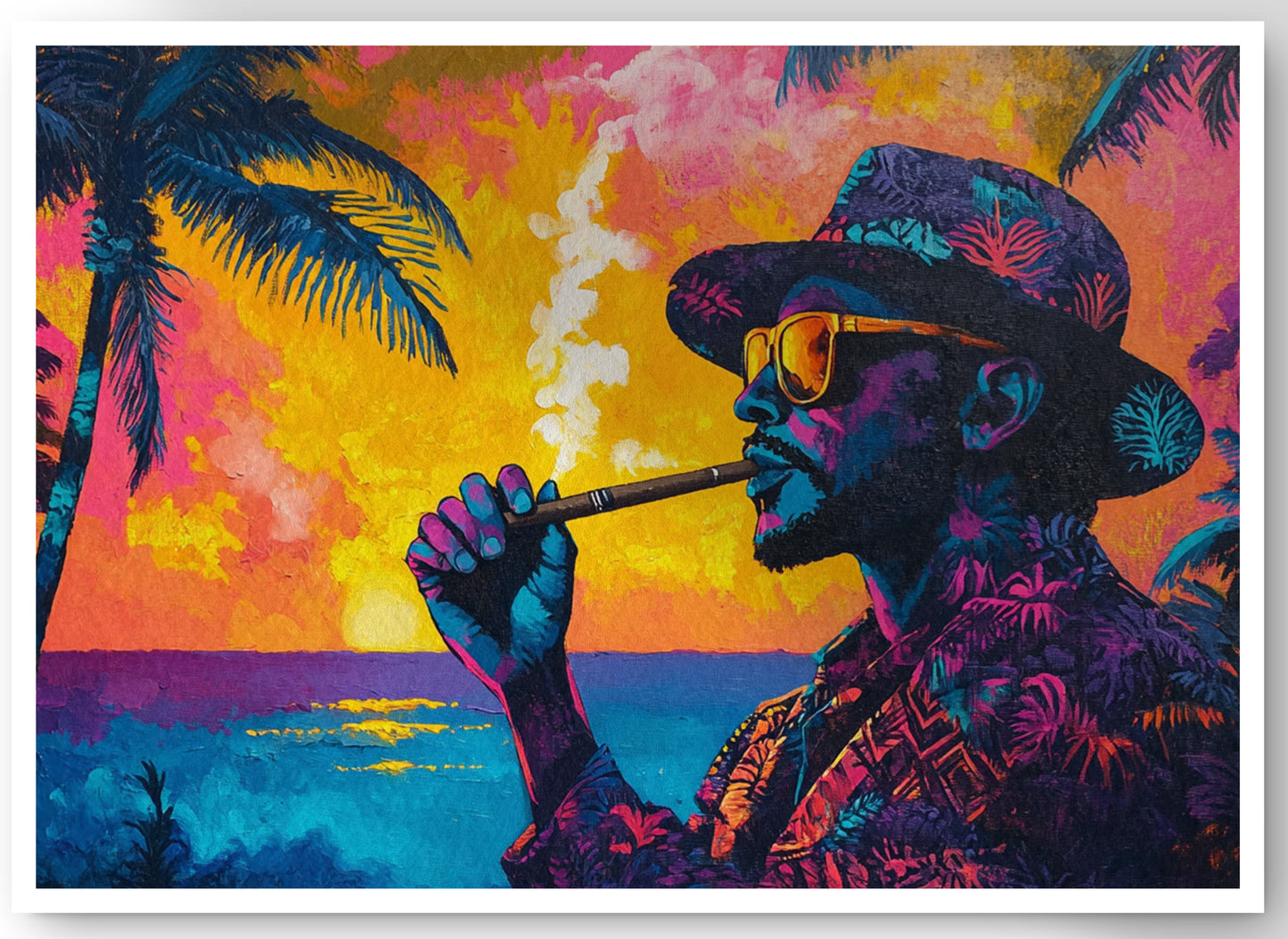 Black Man Ocean Sunset African American wall art canvas print by MoomZee Artwork