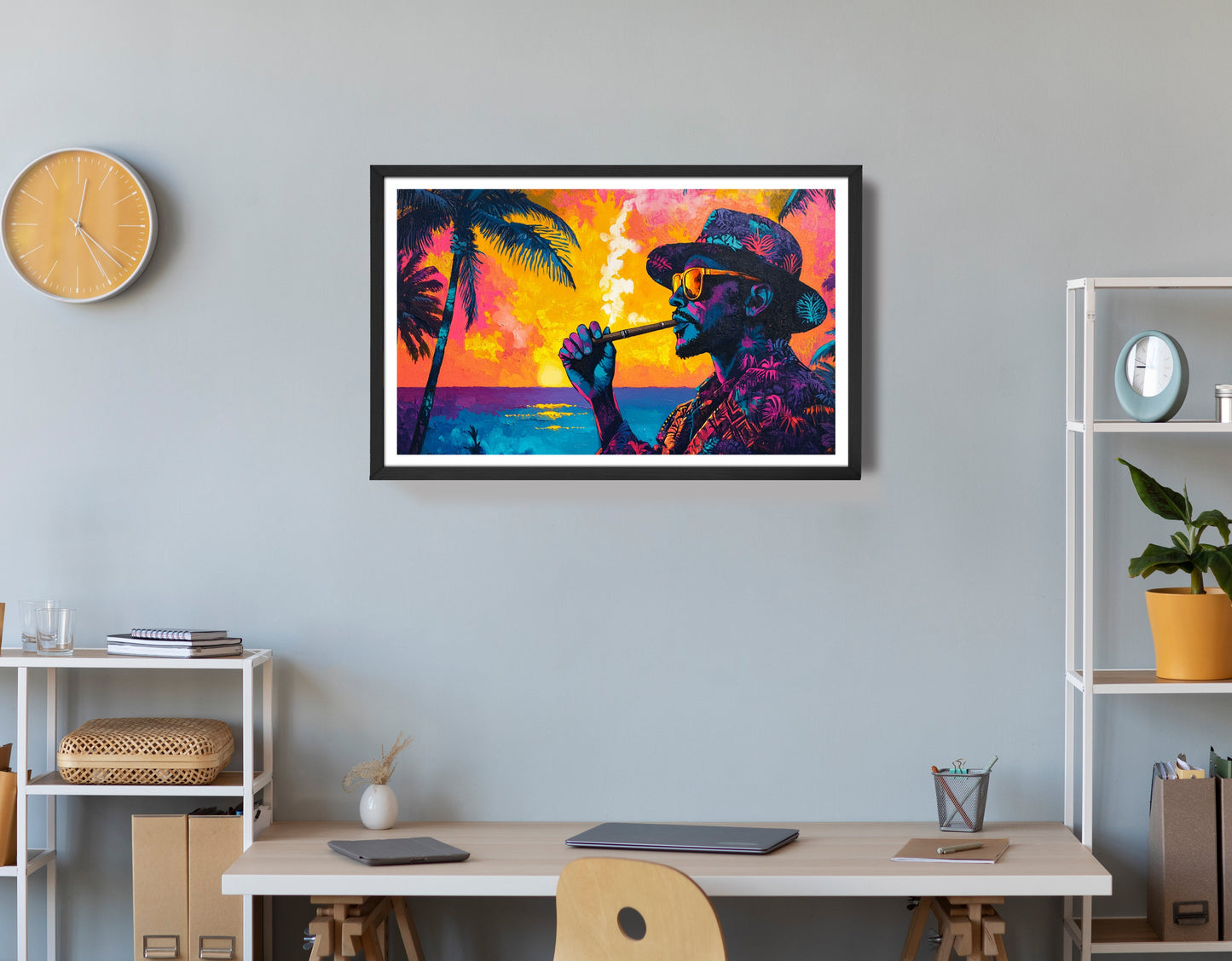 Black Man Ocean Sunset African American wall art view 72