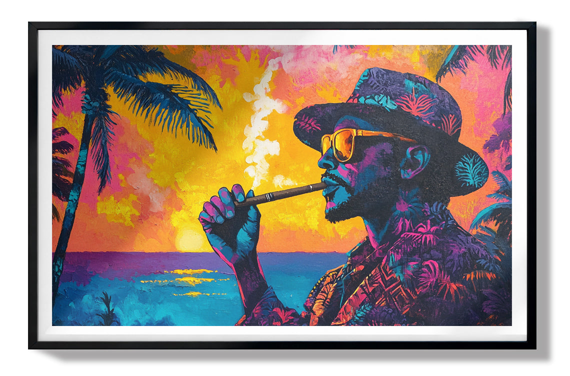 Black Man Ocean Sunset African American wall art view 67