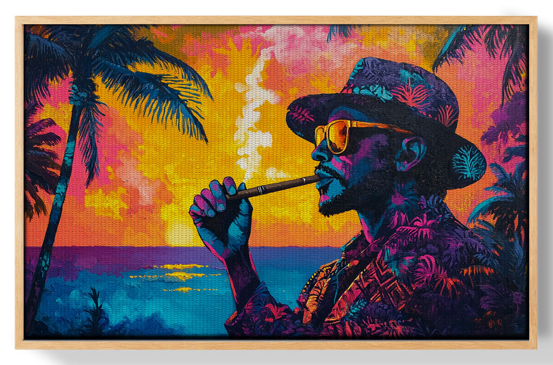 Black Man Ocean Sunset African American wall art view 49