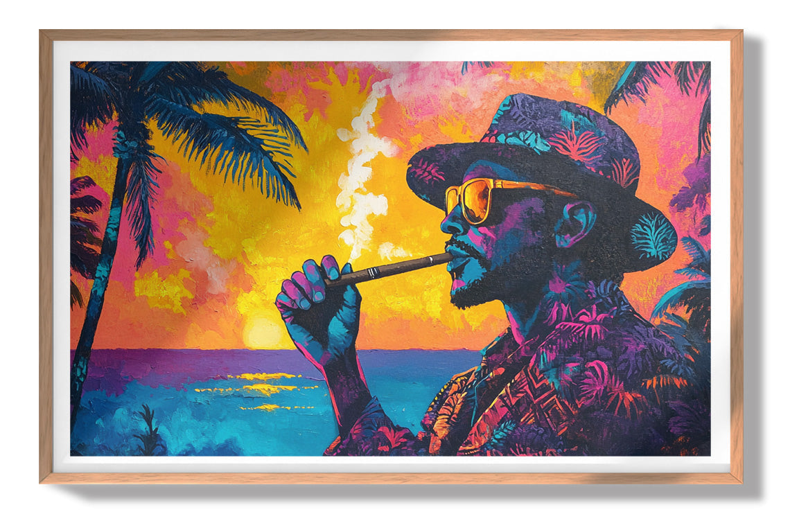 Black Man Ocean Sunset African American wall art view 79