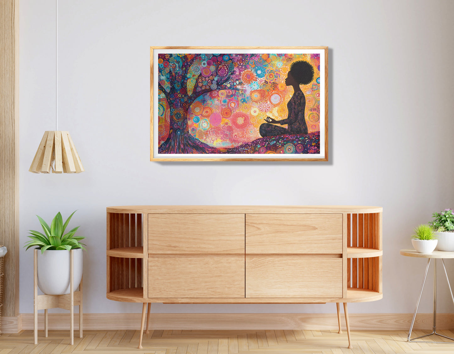 Tall Giraffe Tribal Black African American canvas print view 74