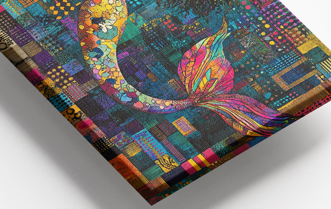 Close-up of Black Mermaid Mosaic African American canvas print detail