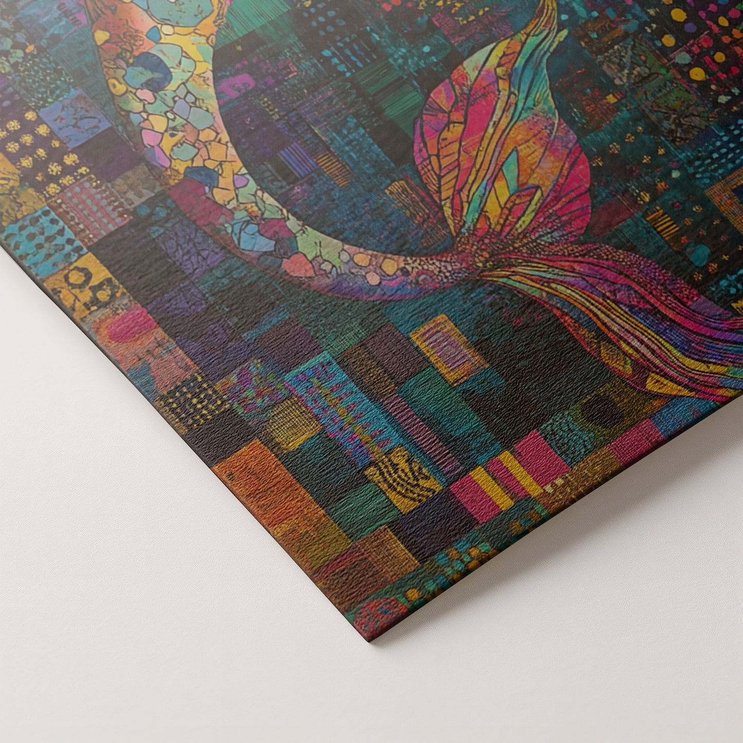 Black Mermaid Mosaic African American canvas print artwork by MoomZee Artwork