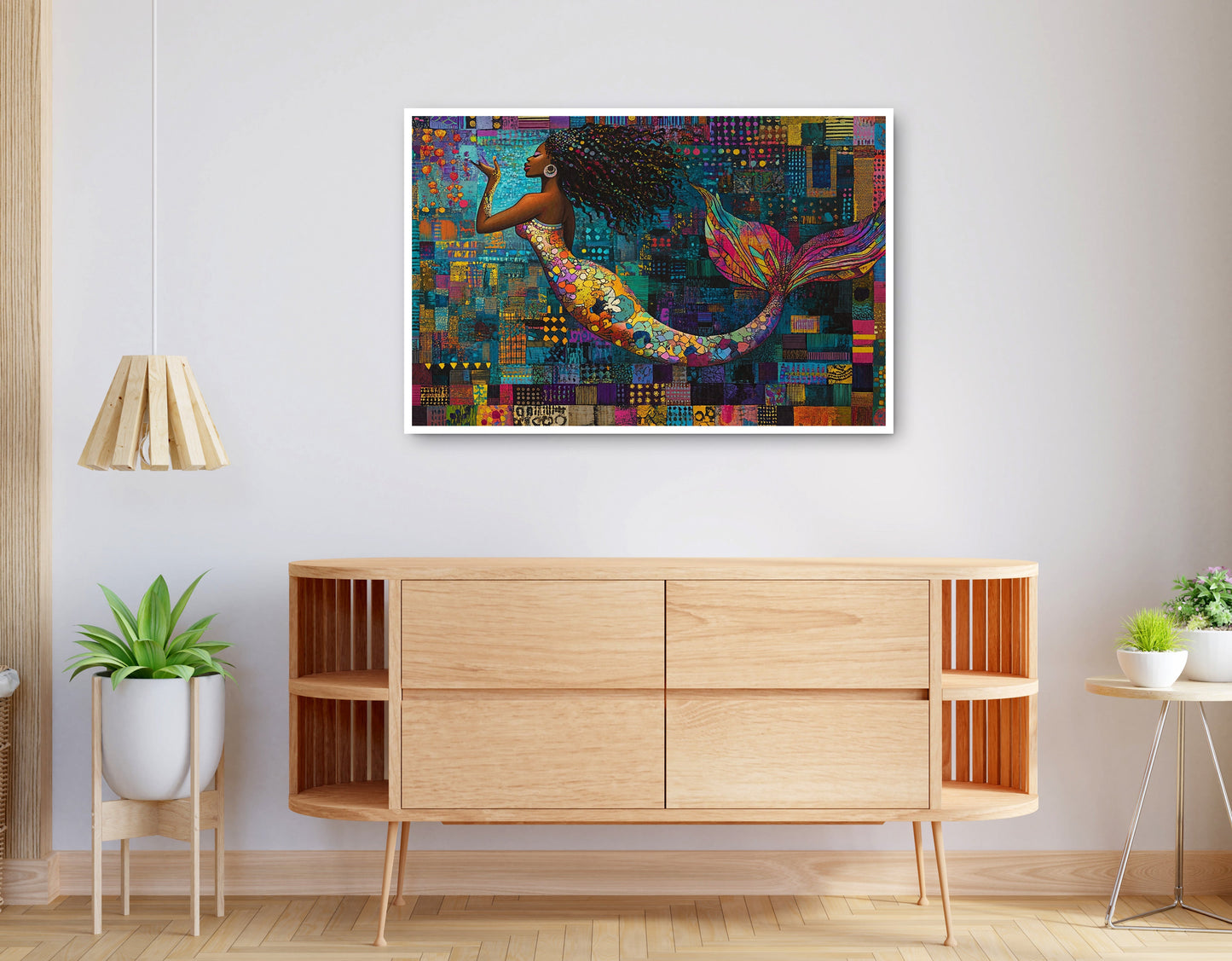 Alternate view of Black Mermaid Mosaic African American canvas print
